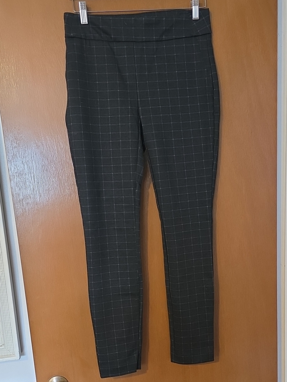 Dalia Womens Charcoal Gray Windowpane Stretch Dress Pant